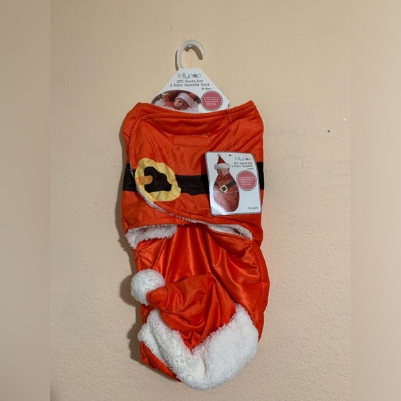Baby Christmas Santa hat and baby swaddle sack New 0-6 months - Picture 1 of 8